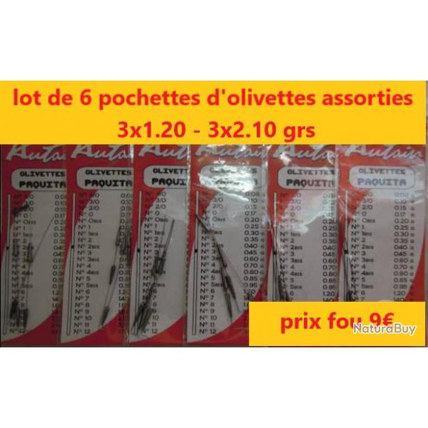 Lot de 6 pochettes de plombs olivettes AUTAIN Paquita    3x 1.20  -  3x 2.10   grs