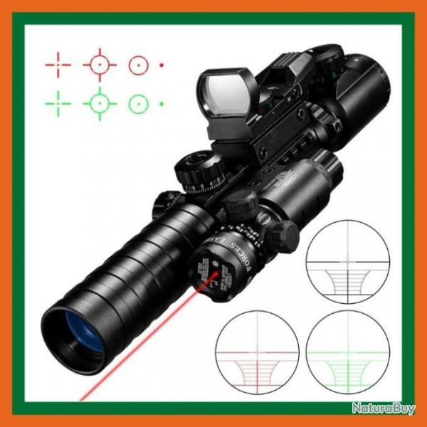 Lunette de vise avec point rouge et vert 3-9X32 - 4 rticules - 11/20mm Livraison gratuite