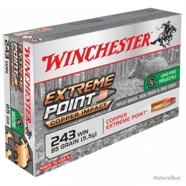 40 BALLES WINCHESTER EXTREME POINT COPPER IMPACT CAL 243WIN  85GR