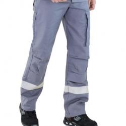Pantalon treillis gris avec bande réfléchissante taille 3 ou L ( 48/50 ) ! expedition offerte !