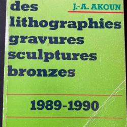 La Cote des lithographie, gravures, sculptures, bronzes de J.-A. Akoun (89/90)