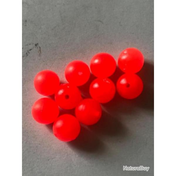 10 perle dure  diam 8 mm rouge japonais peche mer
