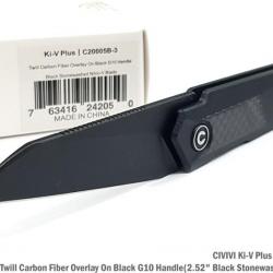 Couteau CIVIVI Ki-V Plus Black Manche G10/FCarbone Lame Acier Nitro-V IKBS Linerlock CIVC20005B3