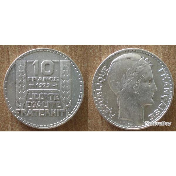 France 10 Francs 1929 Turin Argent Piece Franc