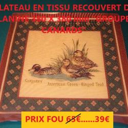 PLATEAU EN TISSU RECOUVERT DE MELANINE 380 X 380 mm "GROUPE DE CANARDS"