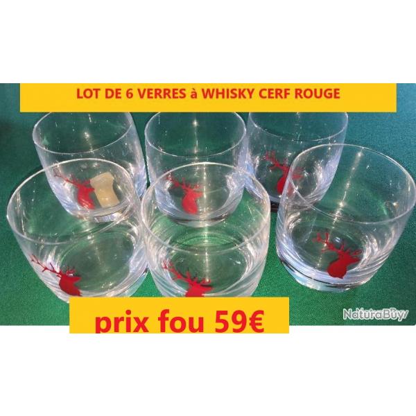 LOT DE 6 VERRES  WHISKY CERF ROUGE