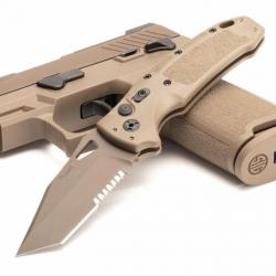 Couteau Automatique SIG Sauer K320A M17 Coyote Lame Tanto Acier S30V Manche Tan Clip USA SIG36323