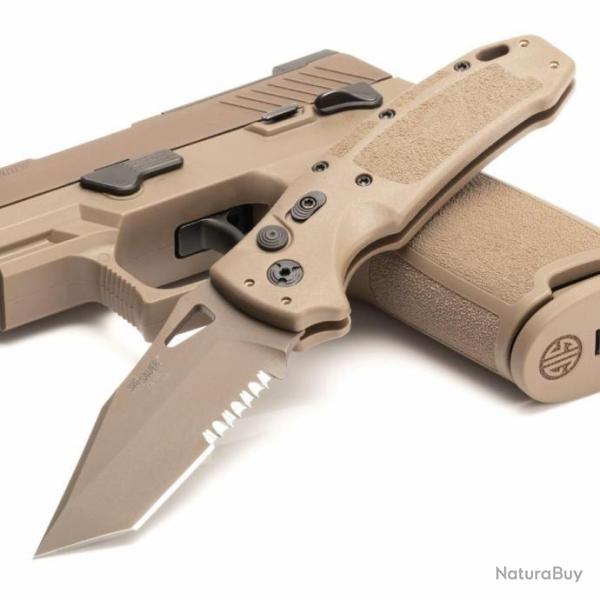 Couteau Automatique SIG Sauer K320A M17 Coyote Lame Tanto Acier S30V Manche Tan Clip USA SIG36323