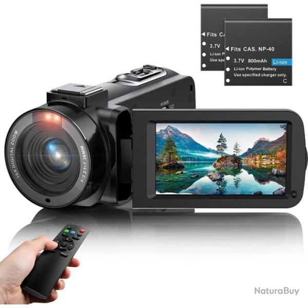 Camscope Camra Vido FHD 1080P 36MP 30FPS Youtube Vlogging Camra pour Nuit IR Zoom Numrique 16X