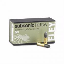 LOT DE 500 BALLES(10 boites de 50 munitions) ELEY SUBSONIC HOLLOW 22LR 38GR  1040fps