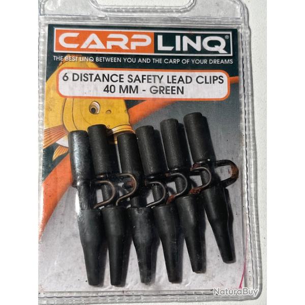 6 clip plomb mtal+ rubber tail 40 mm vert.distance safety lead clip. Pche carpe Carplinq OCCASION