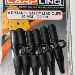 24 clip plomb métal + rubber tail 40 mm vert.distance safety lead clip Pêche carpe Carplinq OCCASION