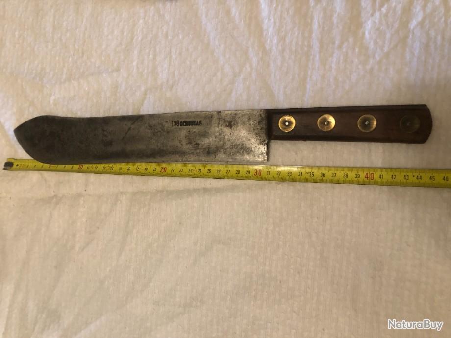 Ancien Couteau De Cuisine Allemand Manche Bois – Patine Rouille D'origine