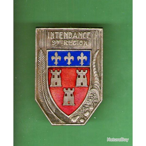 INSIGNE DE L ' INTENDANCE   DE  LA  9  REGION  -------- 1939 ---------- D.BER  ------------------