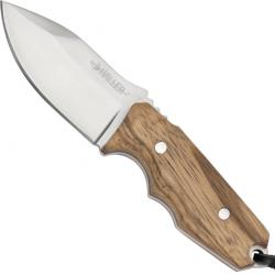 Couteau Haller d'extérieur en bois zebrano avec une incrustation rouge