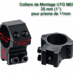 Colliers UTG AccuShot Medium - 25 mm pour prisme de 11 mm