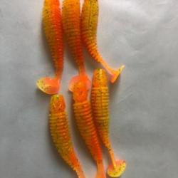 6 tipsy sxl 7,6 cm gunki orange jaune leurre souple pêche carnassier