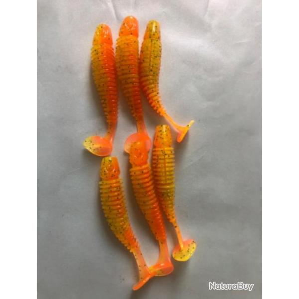6 tipsy sxl 7,6 cm gunki orange jaune leurre souple pche carnassier