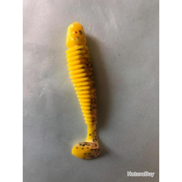 1 tipsy sxl 7,6 cm gunki marron jaune leurre souple pche carnassier