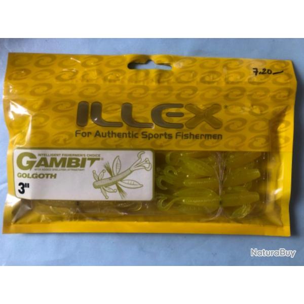 8 gambit golgoth 7 cm leurre souple chartreuse gold illex peche carnassier