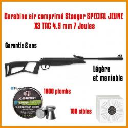 Pack Carabine air comprimé Stoeger SPECIAL JEUNE X3 TAC 4.5 mm 7 jOULES 