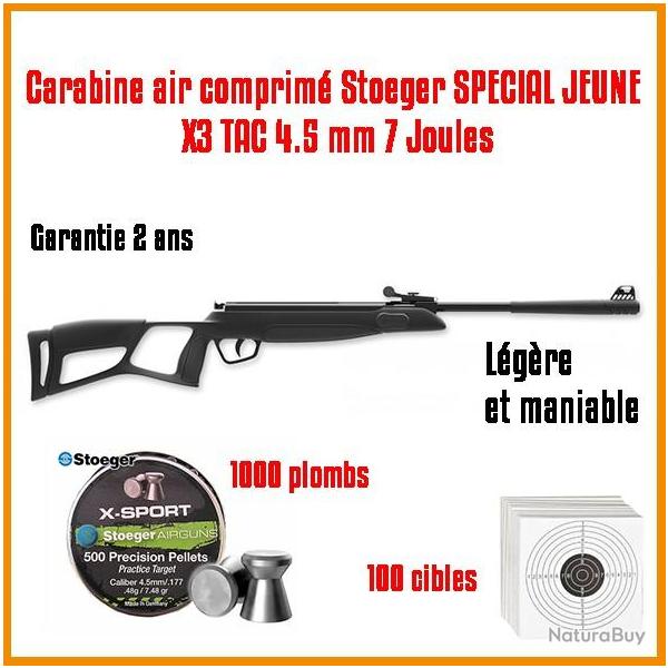Pack Carabine air comprim Stoeger SPECIAL JEUNE X3 TAC 4.5 mm 7 jOULES 
