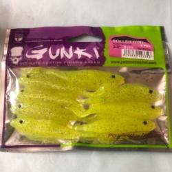 8 gunki roller gun 8 cm fluo yellow . Leurre souple pêche Carnassier