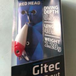 1 gitec trout 4 cm 2,2 gr red head Leurre dur pêche truite zebco
