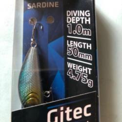 1 gitec perch 5 cm 4,75 gr sardine Leurre dur pêche carnassier zebco