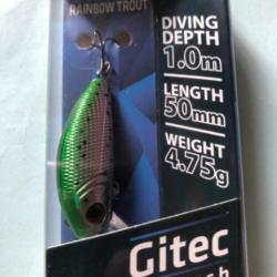1 gitec perch 5 cm 4,75 gr rainbow trout Leurre dur pêche carnassier zebco
