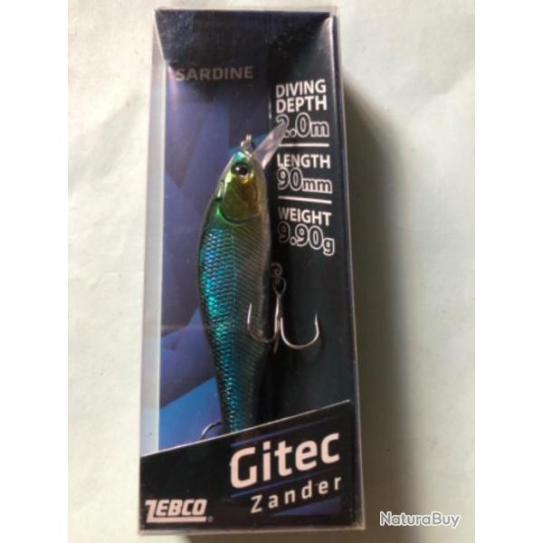 1 gitec Zander  9 cm. 9,9 gr sardine Leurre dur pche carnassier zebco