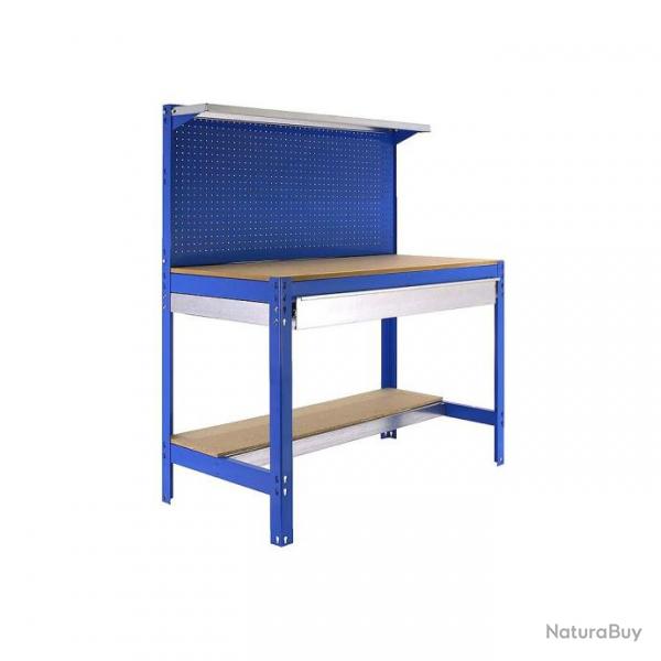 SimonRack - Kit Etabli 1440x1500x600mm Charge 600Kg -  SIMONWORK BT3 BOX 1500 BLEU/BOIS SIMONRACK