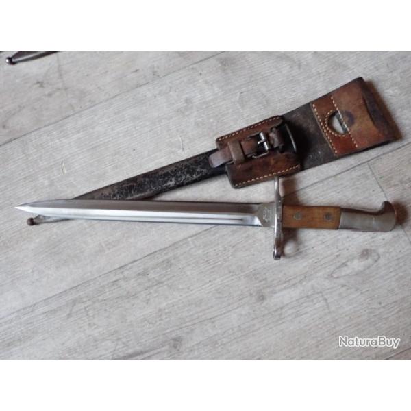 793880 : Baionnette Suisse mdle 1918 pour fusil Rubin Schmidt K31 ou K11 + porte fourreau