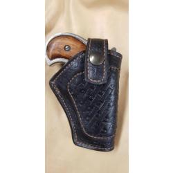 Holster cuir doublé pour pistol Derringer format Denix  et arme  d'époque de couleur noir