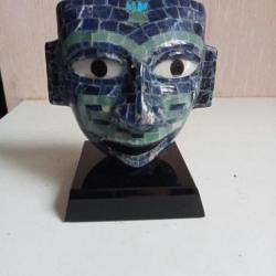 Masque d'obsidienne Artisanat aztèque mexicain contemporain pièces unique hauteur 11 cm x 9 cm
