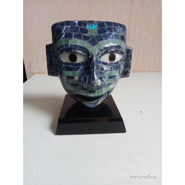 Masque d'obsidienne Artisanat aztque mexicain contemporain pices unique hauteur 11 cm x 9 cm