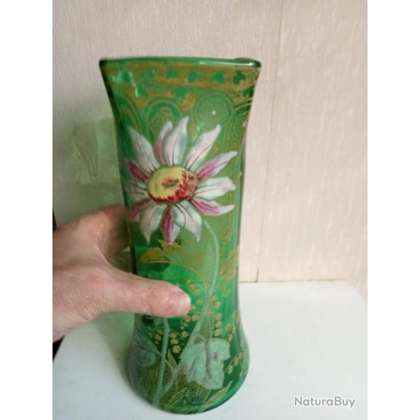 2 Vases Legras Franois theodore legras vase col hexagonal dcor fleural,vert