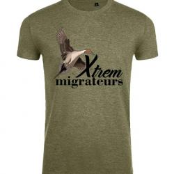 Tee shirt pilet vert chiné XTREM MIGRATEURS