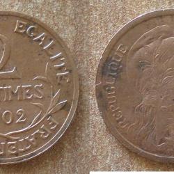 France 2 Centimes 1902 Piece Dupuis Centime De Franc Francs