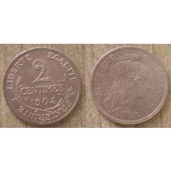 France 2 Centimes 1904 Piece Dupuis Centime De Franc Francs