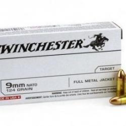 Munitions Winchester Cal.9mm Luger SUPER FMJ 124gr PAR 1000