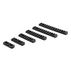 Set de 6 rails picatinny en polymère compatible M-LOK - NOIR-SET 6 RAILS POLYMERE PICATINNY COMPATIB