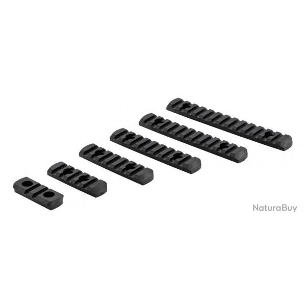 Set de 6 rails picatinny en polymre compatible M-LOK - NOIR-SET 6 RAILS POLYMERE PICATINNY COMPATIB