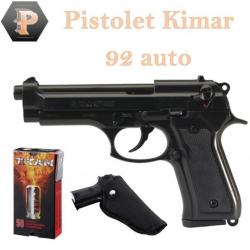 Promo ! Pistolet 92 AUTO - KIMAR Bronzé 9mm PAK + 50 munitions + holster