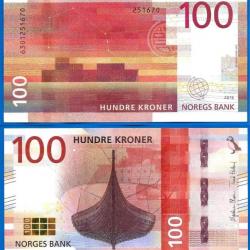Norvege 100 Couronnes 2016 Billet Pingouin Bateau Kronor