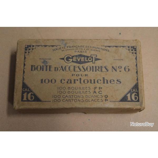 Ancienne Boite de cartons et bourres et cartons Gevelot calibre 16