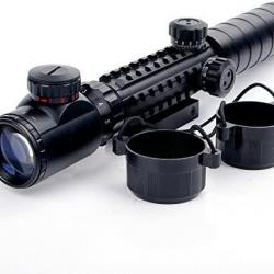 Lunette De Visée 3-9x32EG Rouge et Vert Lumineux Riflescope Sight avec 11mm/20 mm Picatinny Rail