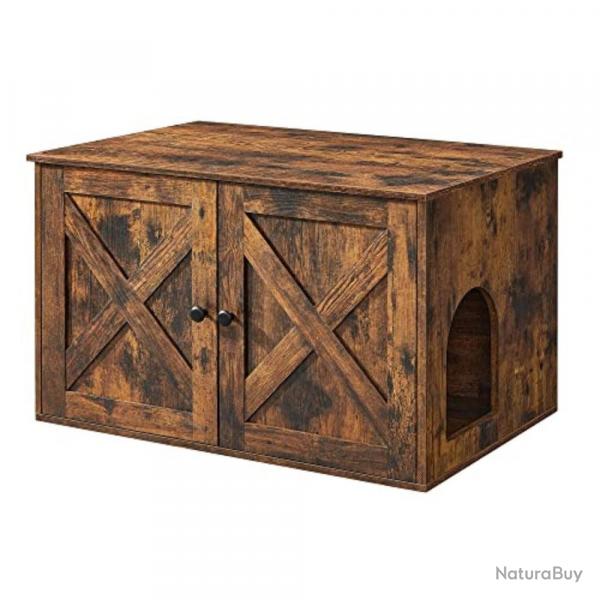 Maison de toilette pour chats 80 cm marron rustique 12_0003668