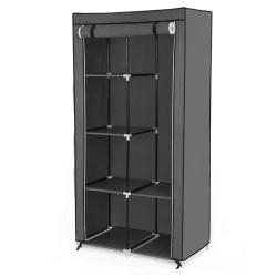 Armoire de rangement penderie en tissu non-tiss&eacute; 7 assemblages modulables 88 x 45 x 170 cm gris 12_