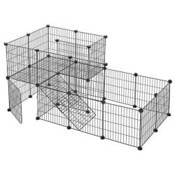 Clôture pour animaux domestiques 2 niveaux enclos modulable pour petits animaux lapins cochon d'ind